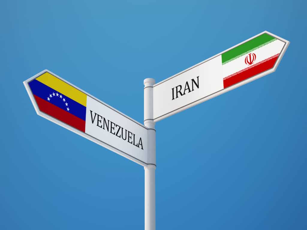 Venezuela Iran  Sign Flags Concept