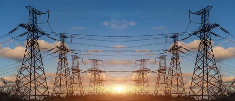 High Voltage Electric Transmission Tower Energy Pylon.