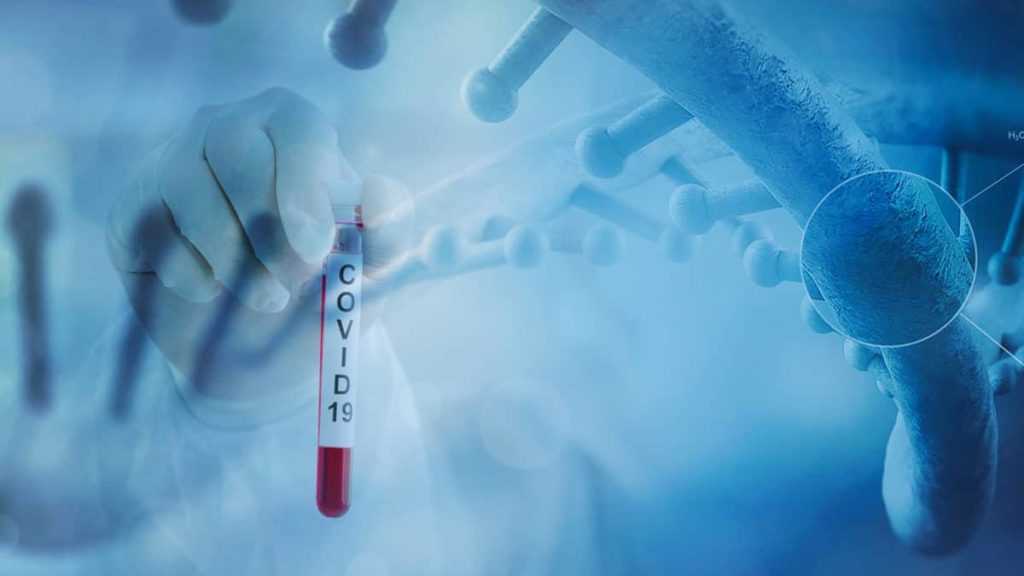 coronavirus COVID 19 blood sample in research laboratory with DNA