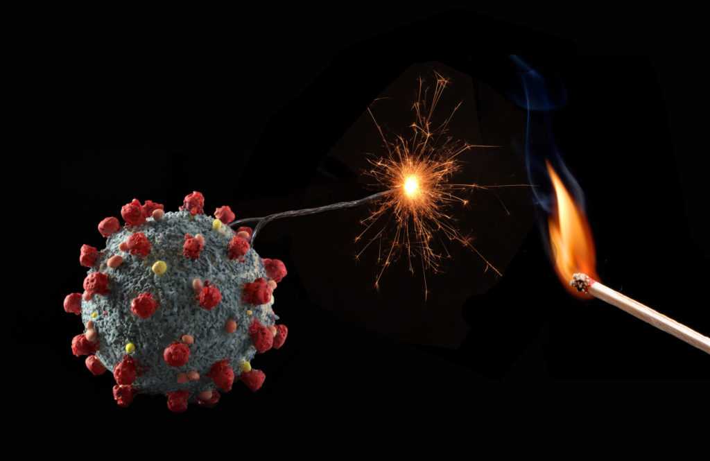 Blow up Coronavirus extinguish with an explossive.