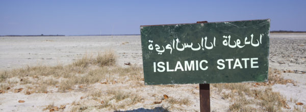 Islamic state signboard in desert