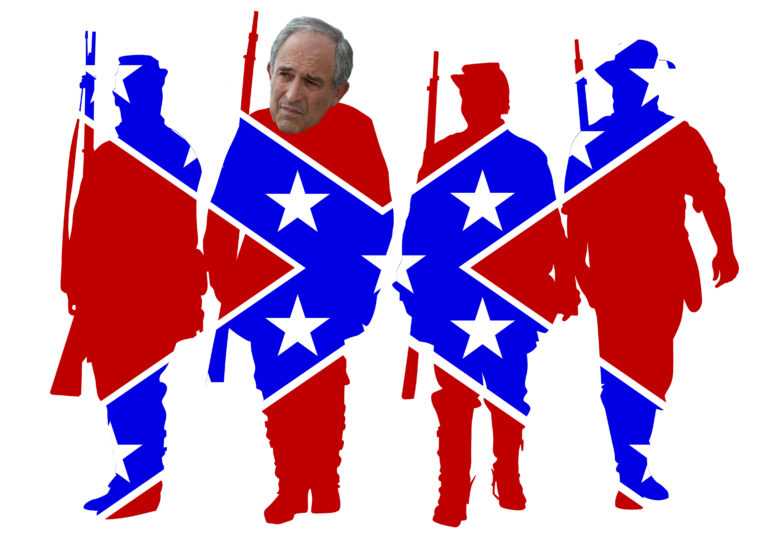 American soldiers in uniform of civil war times on white backgro