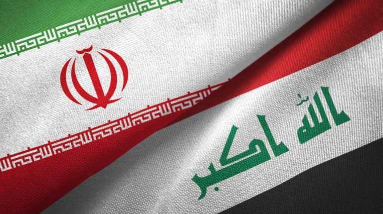 Iran and Iraq two flags textile cloth