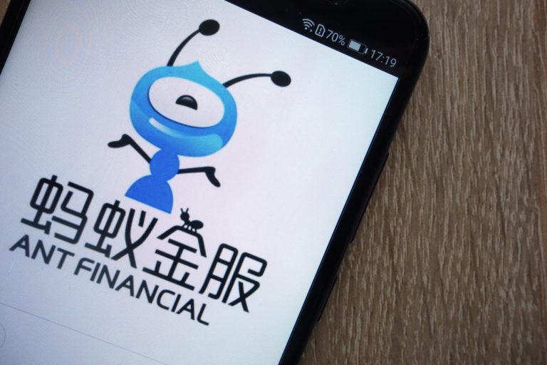 KONSKIE, POLAND - JULY 14, 2018: Ant Financial logo displayed on a modern smartphone