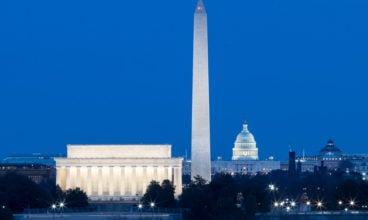Washington DC monuments, Lincoln, Washington and Capitol Building