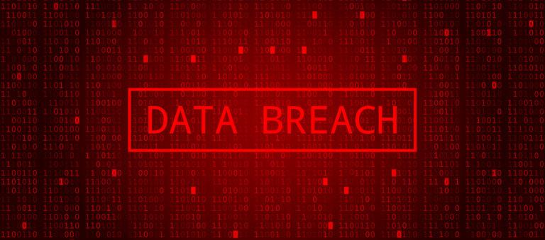 Digital Binary Code on Dark Red BG. Data Breach