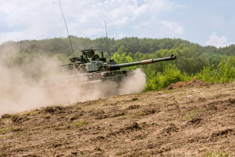 Polish modern  battle tank PT-91 „Twardy” during military  demonstrations
