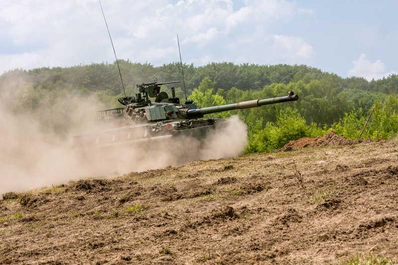 Polish modern  battle tank PT-91 „Twardy” during military  demonstrations