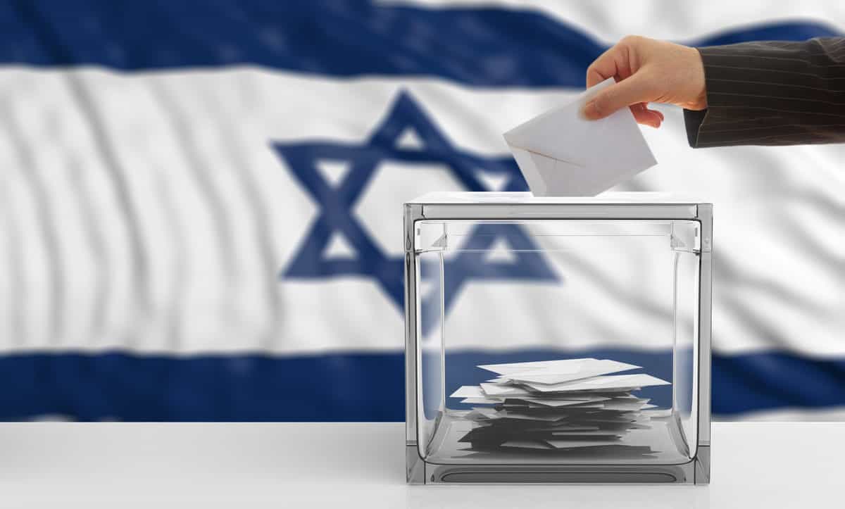 Voter on an Israel flag background. 3d illustration