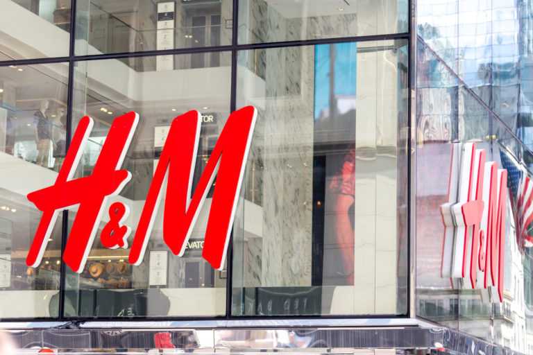 NEW YORK - CIRCA MARCH 2016: close up shot of H and M logo. H and M Hennes and Mauritz AB is a Swedish multinational retail-clothing company, known for its fast-fashion clothing