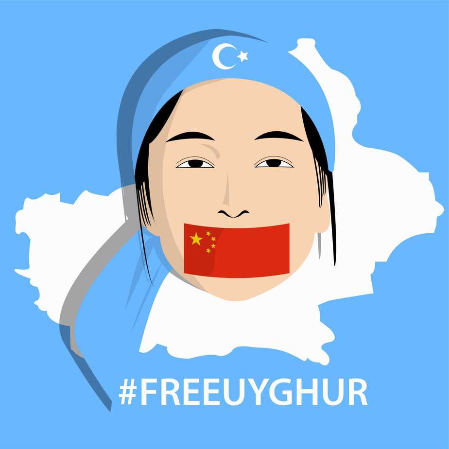 Free Uyghur the symbol of humanity and solidarity. -Vector