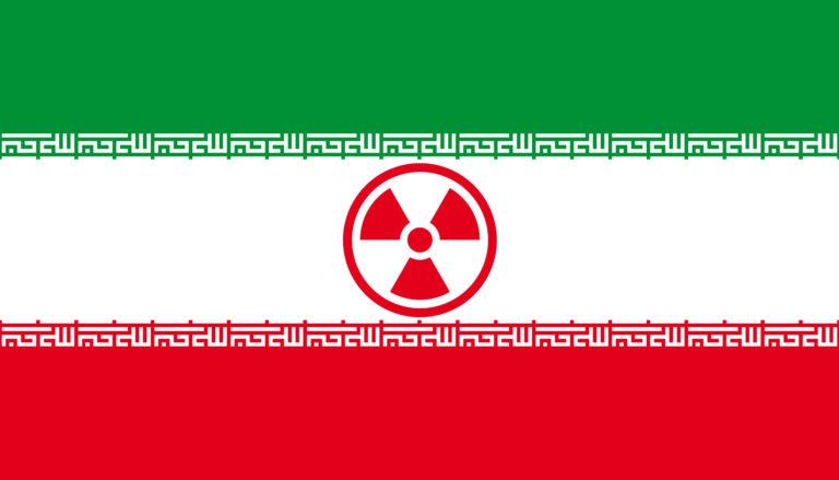 Flag of Iran with nuclear threat